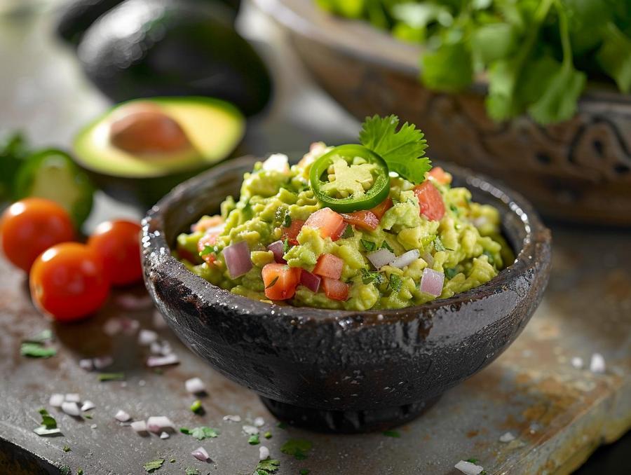 Image alt text: Step-by-step guide for the best guacamole dip recipe.