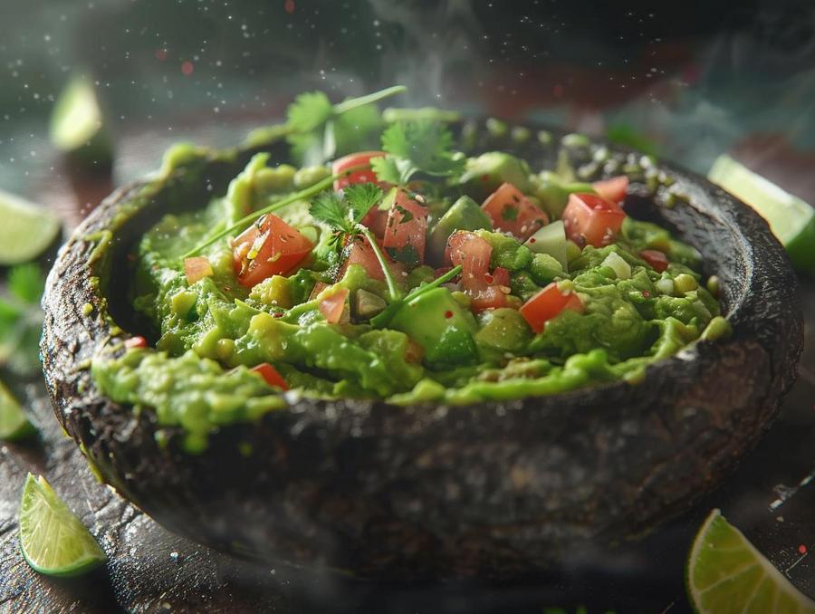 Image: Easy homemade guacamole recipe for a healthy snack with avocados and ingredients.