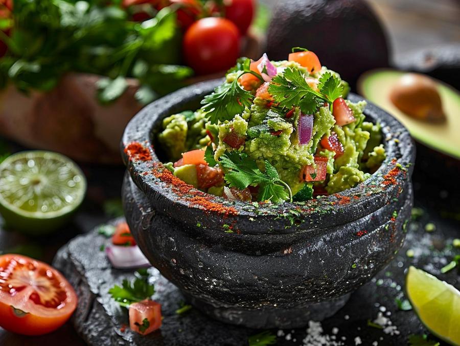Alt text: Step-by-step guide for avocado guacamole recipe preparation.