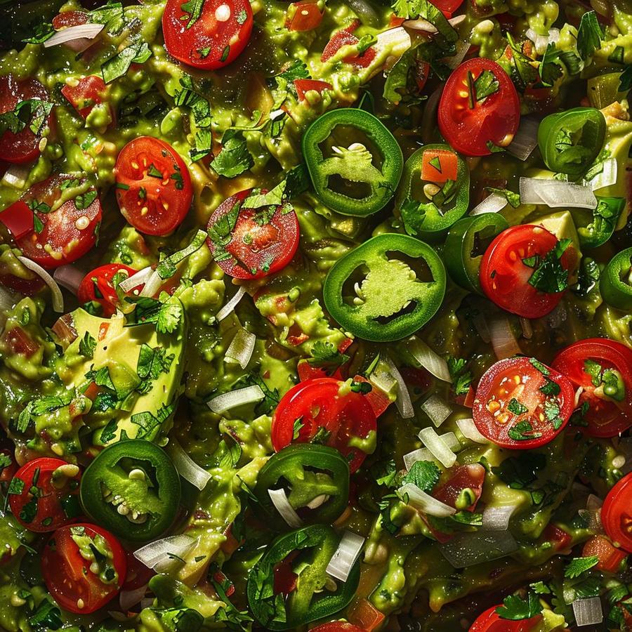 Alt text: A delicious spicy guacamole recipe served with tortilla chips on a plate.