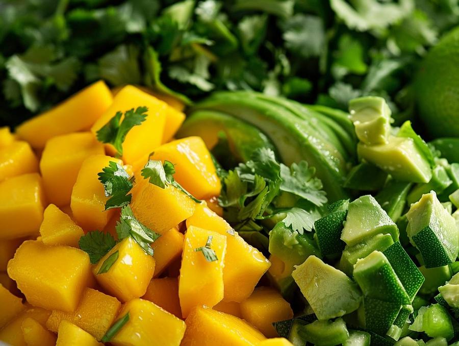 Image showing steps for preparing your mango guacamole dip recipe.