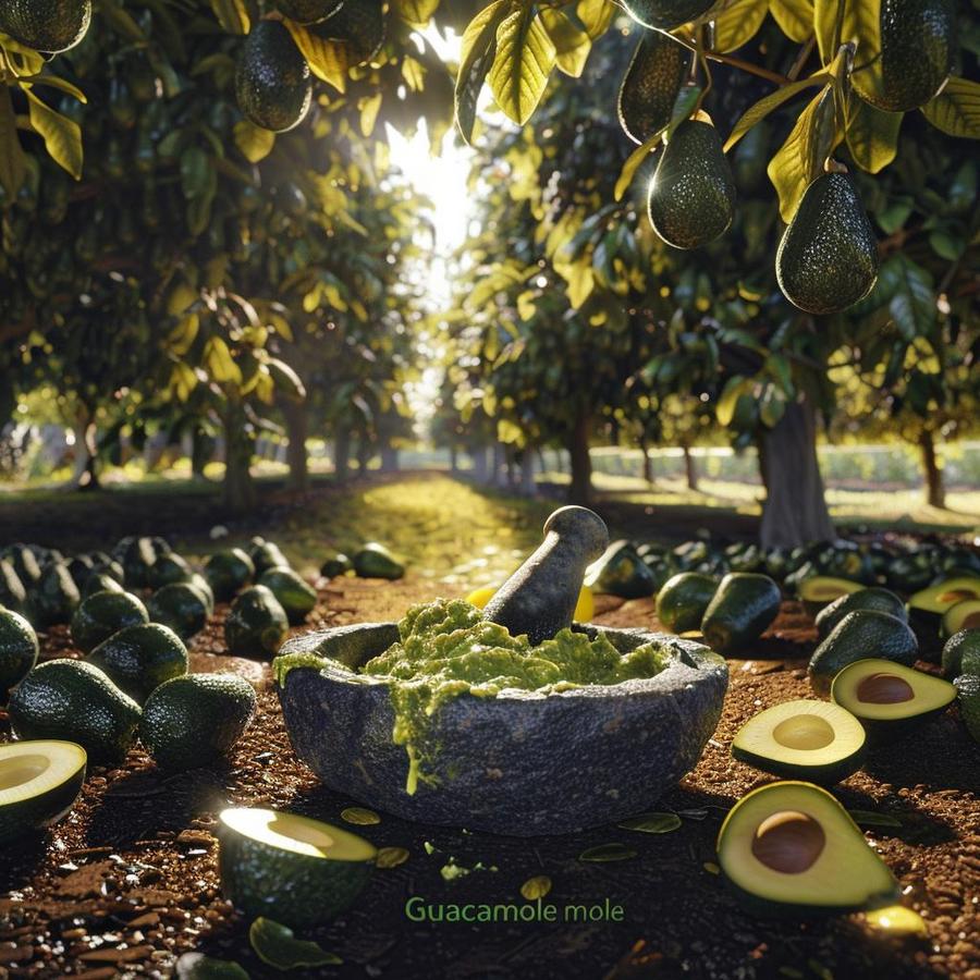 Alt text: A close-up image showing the origin of the word guacamole ingredients.