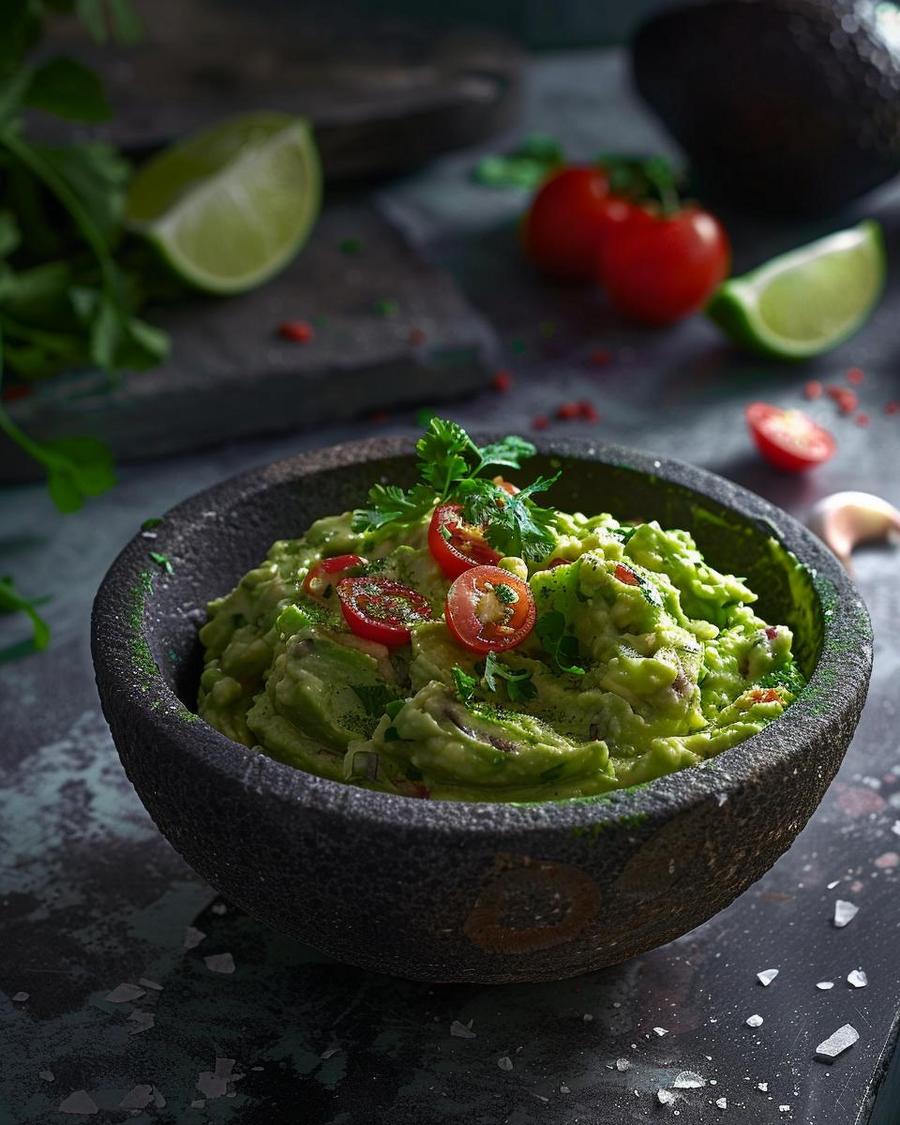Image alt text: Step-by-step guide for Jamie Oliver guacamole recipe with fresh avocados.