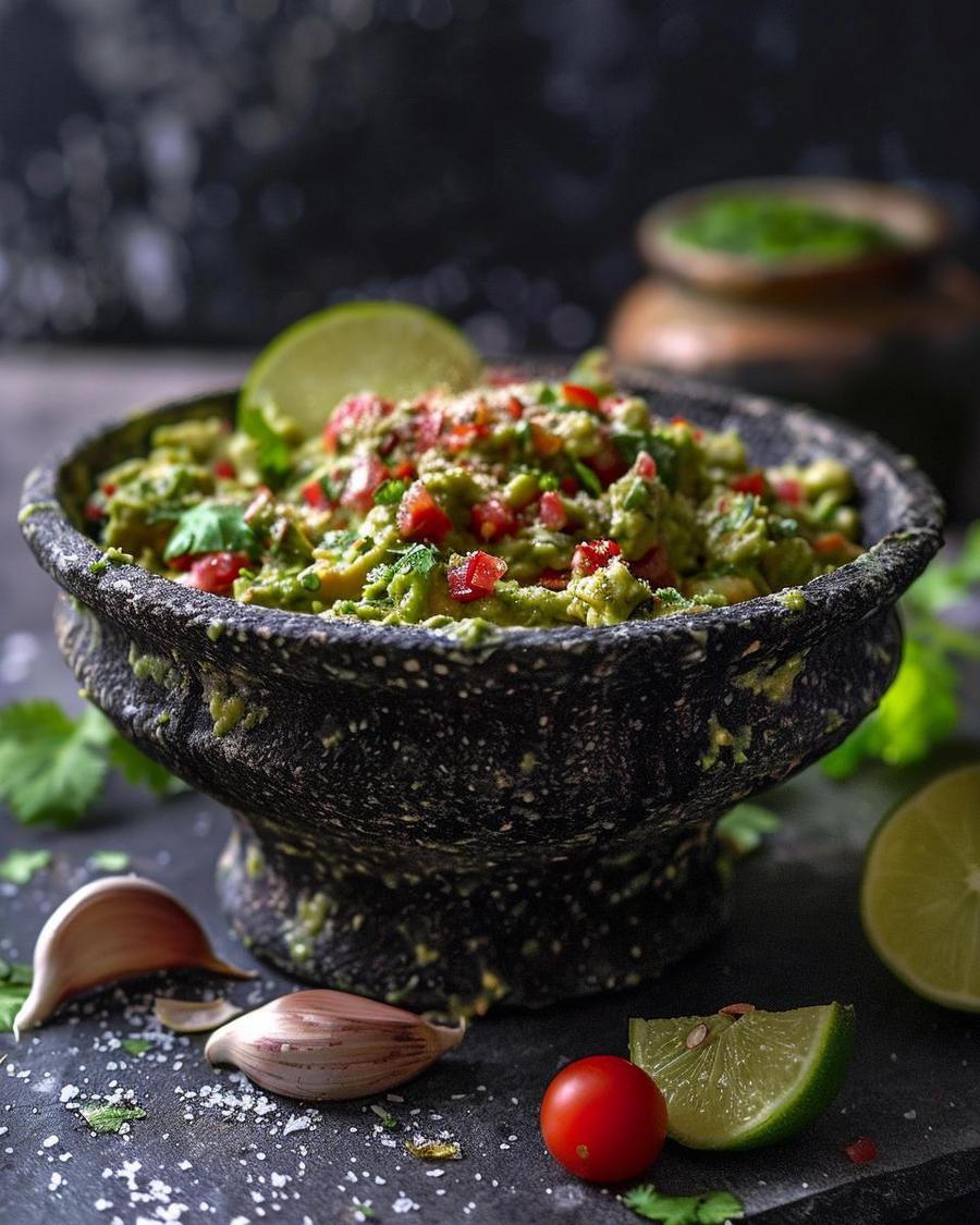 "Essential tools for Jamie Oliver guacamole recipe - knife, bowl, spoon, cutting board."