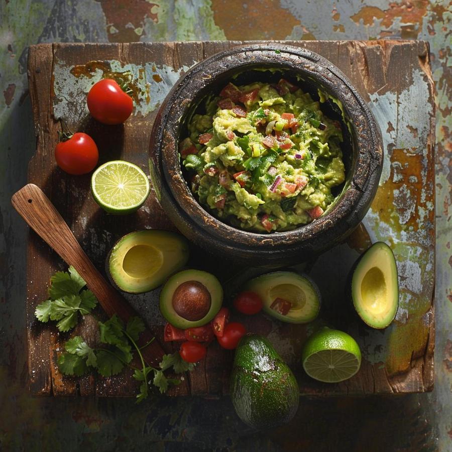 "Fresh avocados, tomatoes, onions, and lime for guacamole recipe 2 avocados."