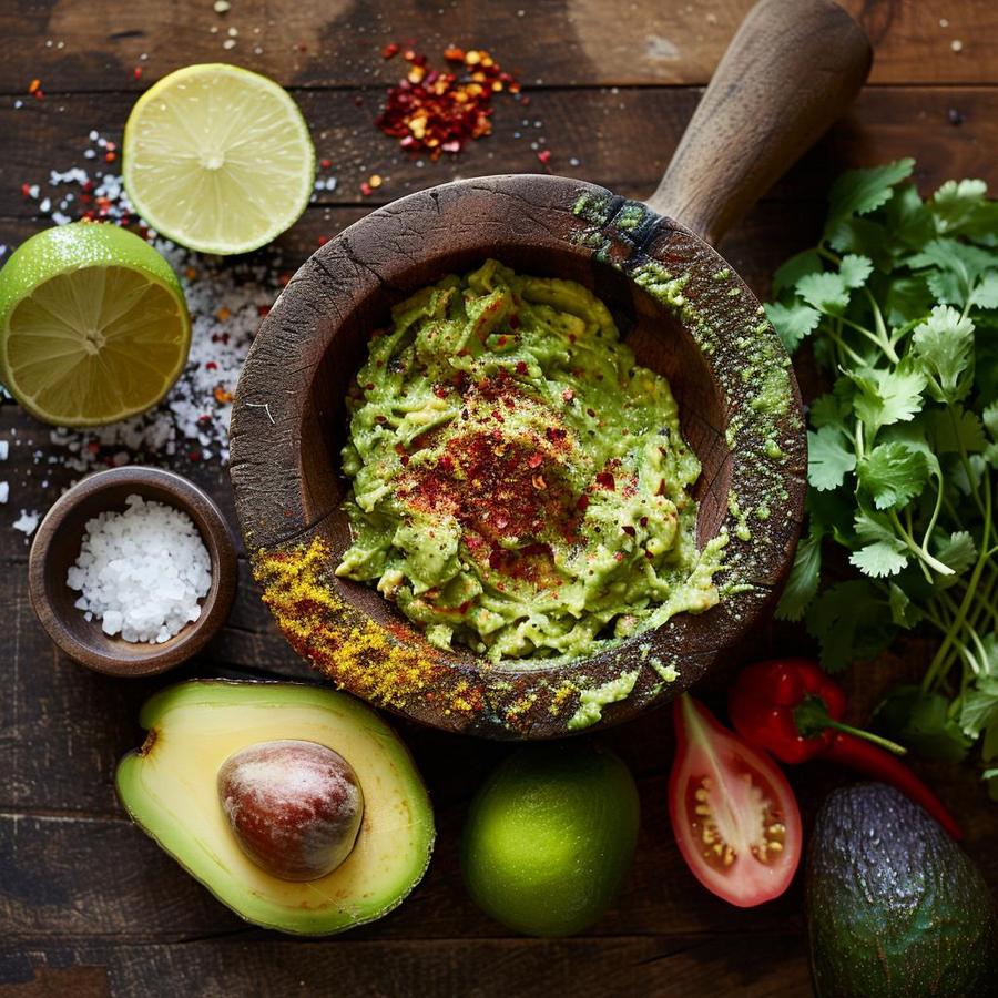 "Image of step-by-step guide for guacamole spice recipe preparation."